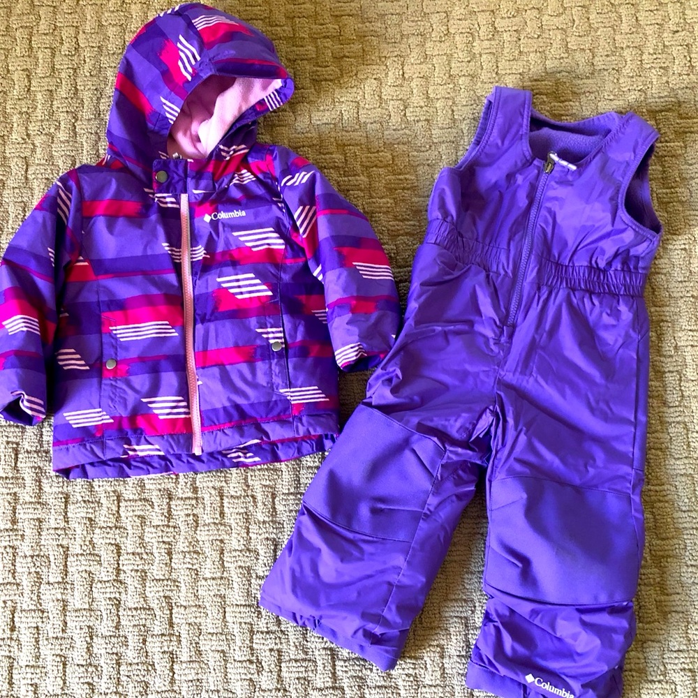 Columbia snow bibs and coat, 3T